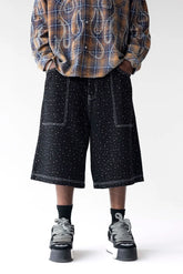 BLACK ISLAND
Crystal Stud Denim Capri Shorts | Black Island