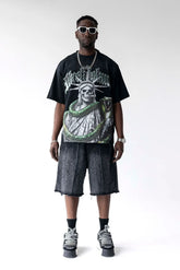 Statue Snake Graphic Oversized T-Shirt Black Island